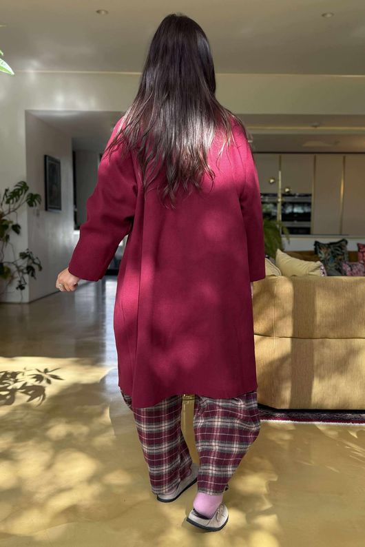 Sonn Funnel Neck Coat Burgundy